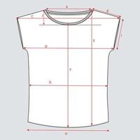 blusa básica de mujer tops dibujo técnico boceto plano con detalle de guía de medición. vector