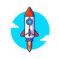 Rocket Launching Cartoon Vector Icon Illustration. Air Transportation Icon Concept Isolated Premium Vector. Flat Cartoon Style