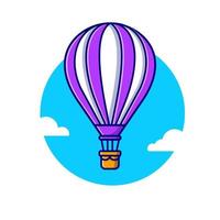 Hot Air Balloon Cartoon Vector Icon Illustration. Air Transportation Icon Concept Isolated Premium Vector. Flat Cartoon Style