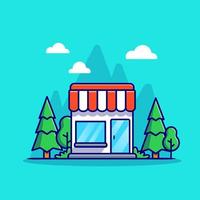 Shop Building Cartoon Vector Icon Illustration. Business Building Icon Concept Isolated Premium Vector. Flat Cartoon Style