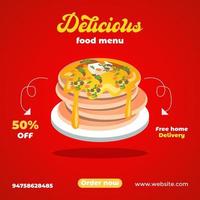 Food menu banner social media template pro Vector