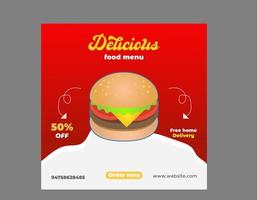 Food menu banner social media template pro Vector