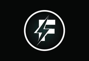 Initial F letter logo design with lighting thunder bolt. Electric bolt letter logo vector