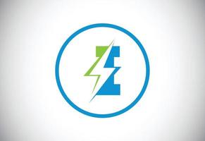 Initial I letter logo design with lighting thunder bolt. Electric bolt letter logo vector