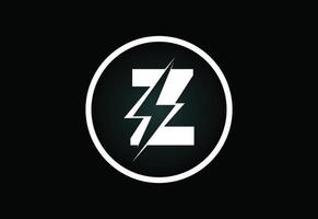 Initial Z letter logo design with lighting thunder bolt. Electric bolt letter logo vector