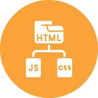 icono de fondo de círculo de glifo de html js css vector