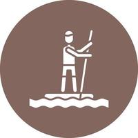 standup paddleboarding glifo círculo fondo icono vector