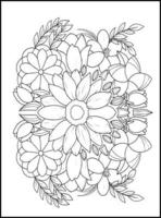 Flowers Adult Coloring Book Pages vector