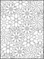 Flowers Adult Coloring Book Pages vector