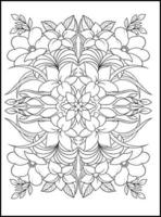 Flowers Adult Coloring Book Pages vector