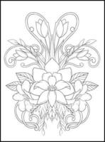 Flowers Adult Coloring Book Pages vector