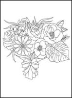 Flowers Adult Coloring Book Pages vector