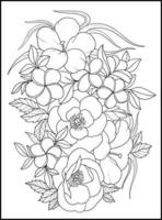 Flowers Adult Coloring Book Pages vector