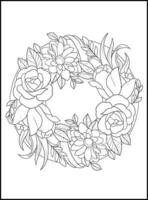 Flowers Adult Coloring Book Pages vector