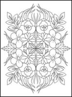 Flowers Adult Coloring Book Pages vector