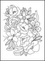 Flowers Adult Coloring Book Pages vector