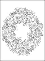 Flowers Adult Coloring Book Pages vector