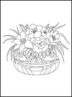 Flowers Adult Coloring Book Pages vector