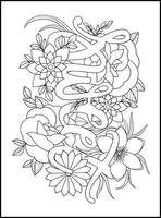 Flowers Adult Coloring Book Pages vector