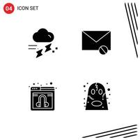 4 iconos creativos, signos y símbolos modernos de spam en la nube, correo lluvioso, elementos de diseño vectorial editables web vector