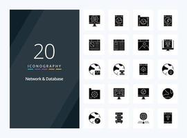 20 Network And Database Solid Glyph icon for presentation vector
