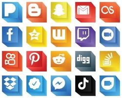 3D Social Media Icons for Presentations 20 Icons Pack such as video. twitch. facebook. wattpad and tencent icons. Unique and high-definition vector