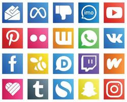 20 íconos de redes sociales para su mercadeo como facebook. whatsapp iconos de wattpad y flickr. profesional y limpio vector