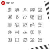 Mobile Interface Line Set of 25 Pictograms of digital payment play money finance Editable Vector Design Elements