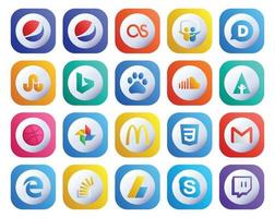 20 Social Media Icon Pack Including mail gmail sound css photo vector