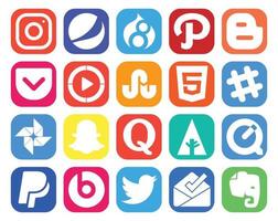 20 Social Media Icon Pack Including quicktime question stumbleupon quora photo vector