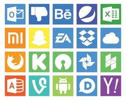 20 Social Media Icon Pack Including houzz open source ea kickstarter firefox vector