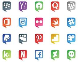 20 logotipos de estilo de burbujas de discurso de redes sociales como google analytics myspace office paypal slack vector