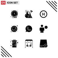 Pack of 9 Modern Solid Glyphs Signs and Symbols for Web Print Media such as telephone app tube pie mardi gras Editable Vector Design Elements