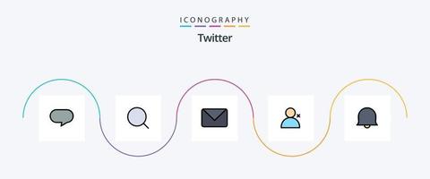 La línea de Twitter llenó el paquete de iconos Flat 5 que incluye . signo. correo. campana. gorjeo vector