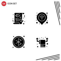 Editable Vector Line Pack of 4 Simple Solid Glyphs of card wifi love map circle Editable Vector Design Elements