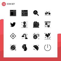 16 concepto de glifo sólido para sitios web móviles y aplicaciones herramienta de paseo en red error de movimiento elementos de diseño vectorial editables vector