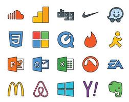 20 Social Media Icon Pack Including ea grooveshark microsoft excel powerpoint vector