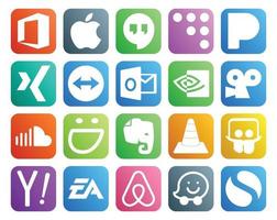 20 Social Media Icon Pack Including player vlc nvidia evernote music vector