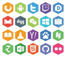 20 Social Media Icon Pack Including media ibooks email finder messenger vector