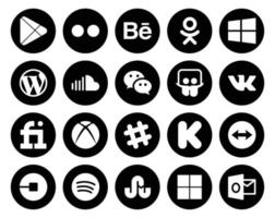 20 Social Media Icon Pack Including slack fiverr soundcloud vk messenger vector