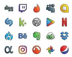 20 Social Media Icon Pack Including app net basecamp cms evernote drupal vector