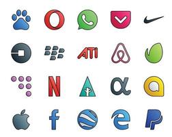 20 Social Media Icon Pack Including apple app net blackberry forrst coderwall vector