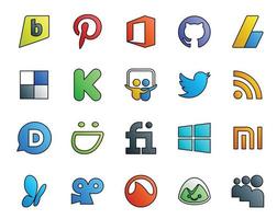 20 Social Media Icon Pack Including msn windows slideshare fiverr disqus vector