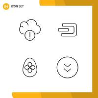 Set of 4 Vector Filledline Flat Colors on Grid for alert easter egg dash crypto currency arrows Editable Vector Design Elements