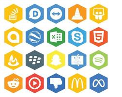 20 Social Media Icon Pack Including blackberry html player chat excel vector