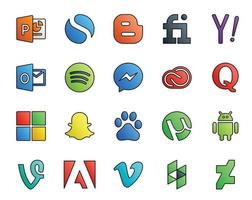 20 Social Media Icon Pack Including utorrent snapchat messenger microsoft quora vector