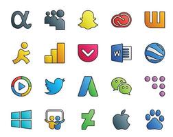 20 Social Media Icon Pack Including wechat tweet google analytics twitter windows media player vector