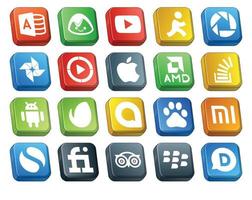 20 Social Media Icon Pack Including google allo android video overflow question vector