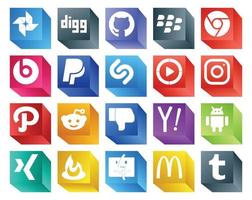 20 Social Media Icon Pack Including xing search windows media player yahoo reddit vector