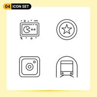 4 Line concept for Websites Mobile and Apps pac man media gamepad coin metro Editable Vector Design Elements